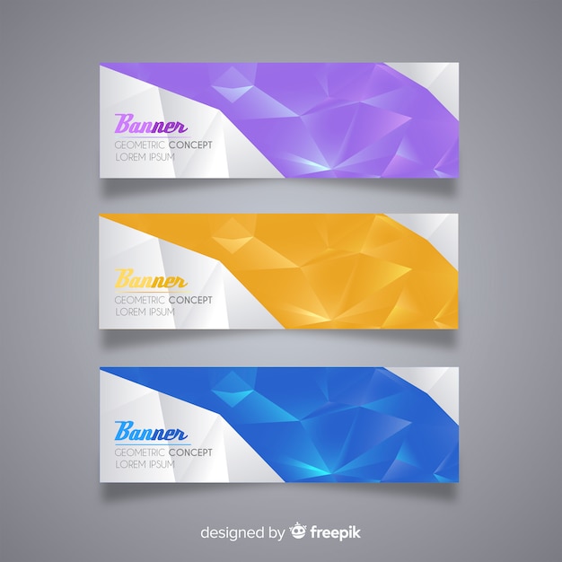 Conjunto de banners con formas geométricas abstractas