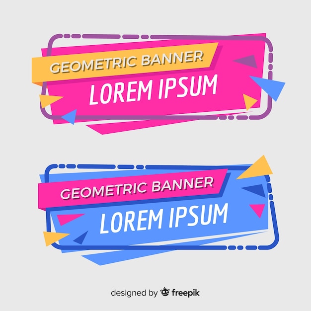 Vector gratuito conjunto de banners con formas geométricas