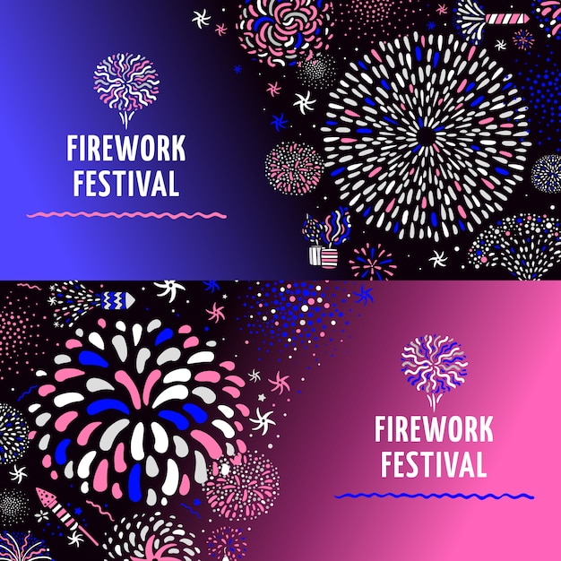 Conjunto de Banners de fuegos artificiales festivos 2