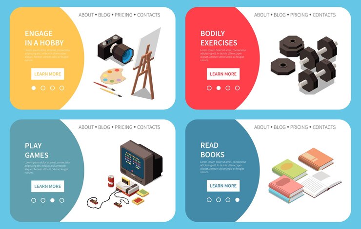 Vector gratuito conjunto de banners de gestión del estrés