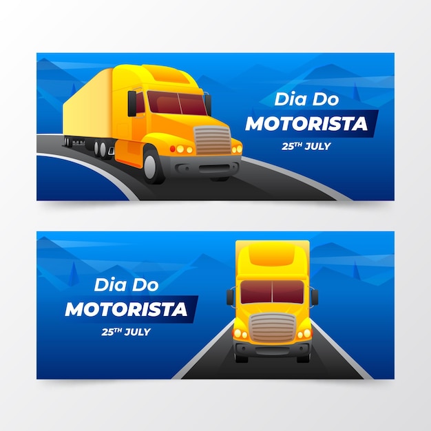 Conjunto de banners de gradiente dia do motorista