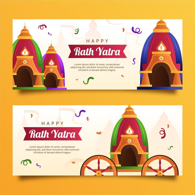 Conjunto de banners de gradiente rath yatra