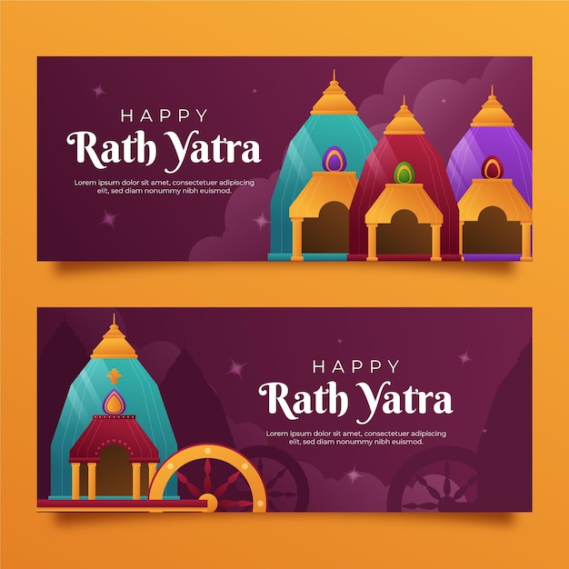 Conjunto de banners de gradiente rath yatra
