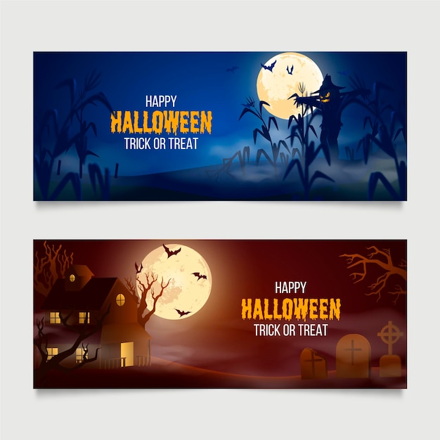 Conjunto de banners de halloween realista