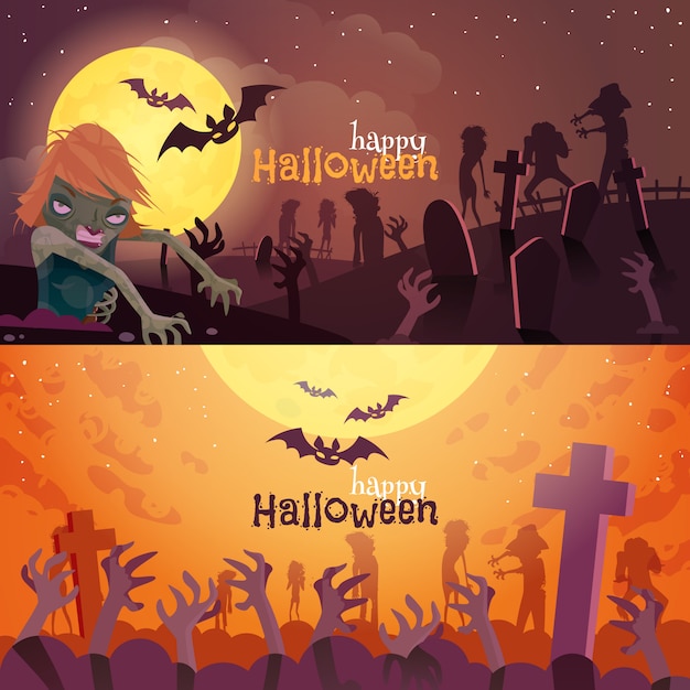 Conjunto de banners de halloween