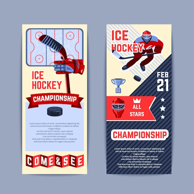 Vector gratuito conjunto de banners de hockey