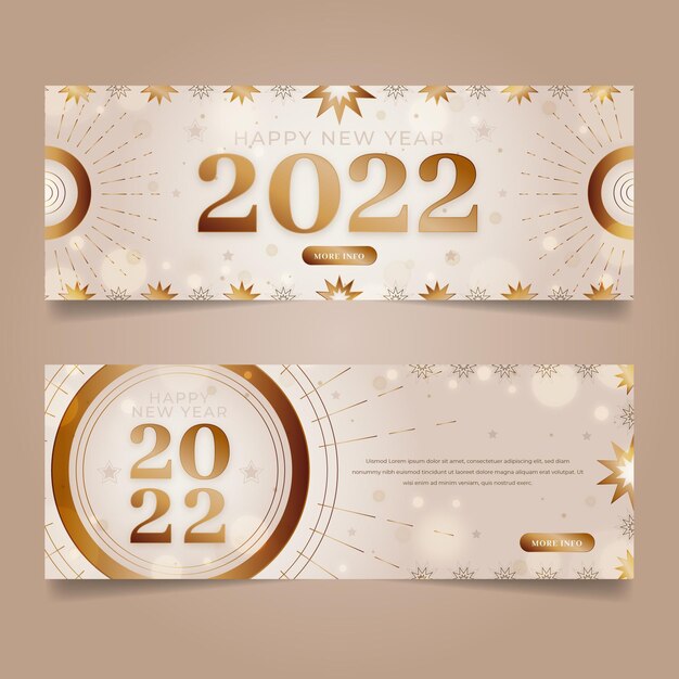 Conjunto de banners horizontales de año nuevo degradado