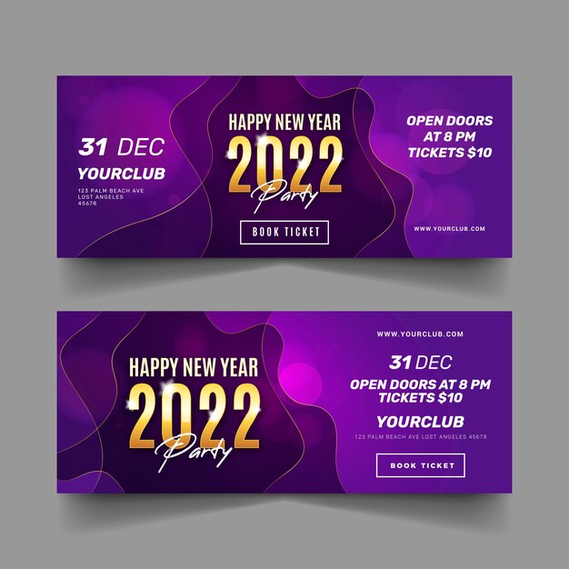 Conjunto de banners horizontales de año nuevo realista