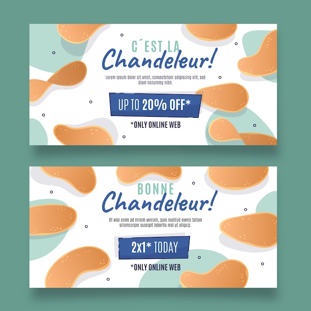 Conjunto de banners horizontales chandeleur plano.