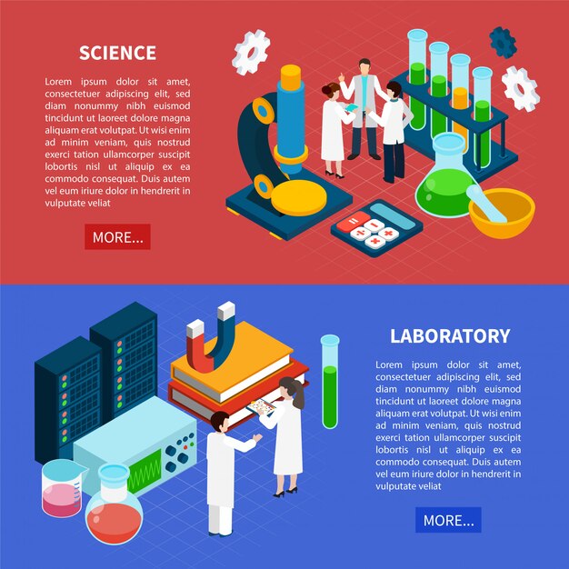 Conjunto de Banners horizontales de ciencia