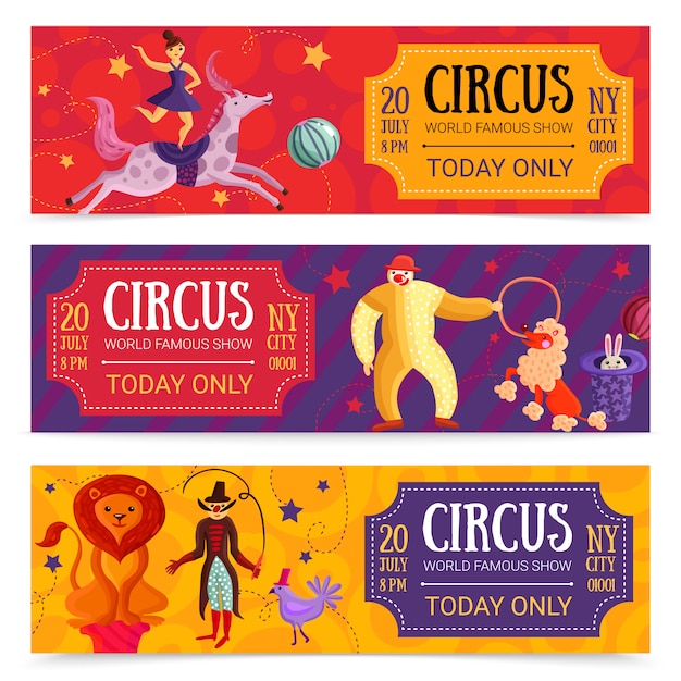 Conjunto de banners horizontales de circo