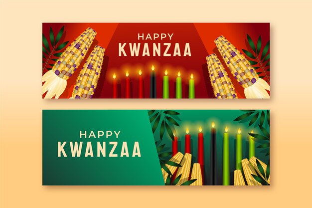 Conjunto de banners horizontales degradado kwanzaa