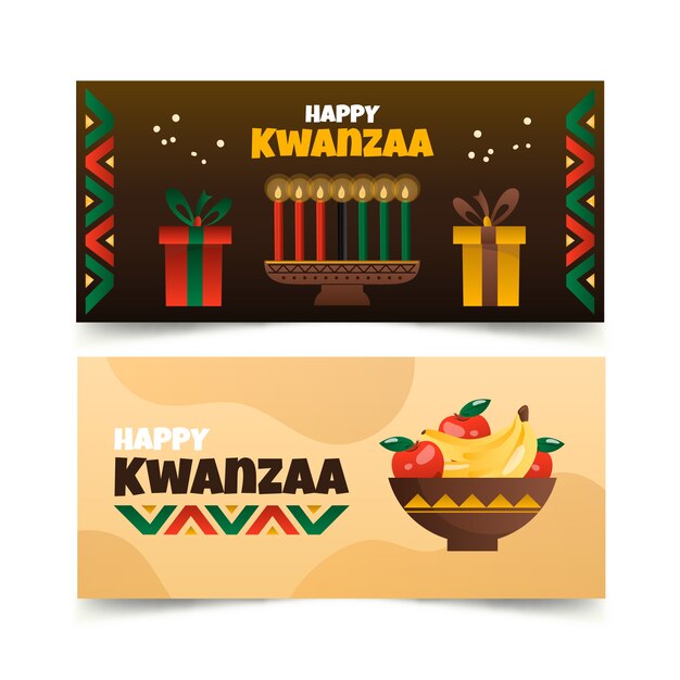 Conjunto de banners horizontales degradado kwanzaa