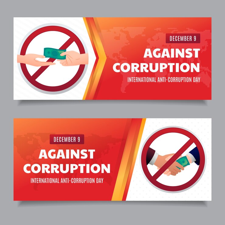 Vector gratuito conjunto de banners horizontales degradados del día anticorrupción