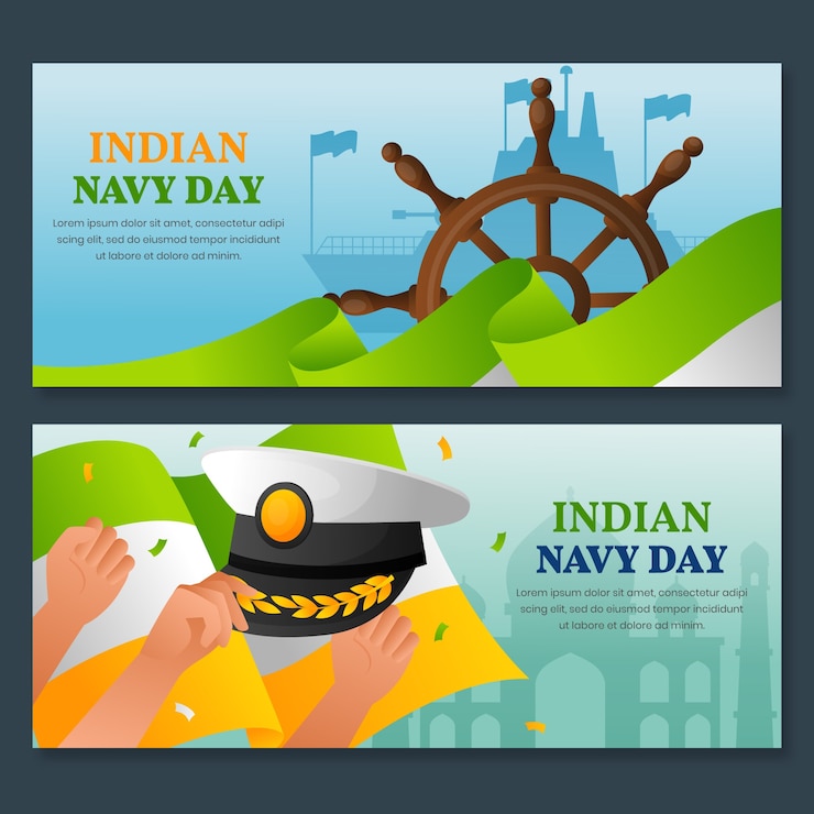 Vector gratuito conjunto de banners horizontales degradados del día de la marina india