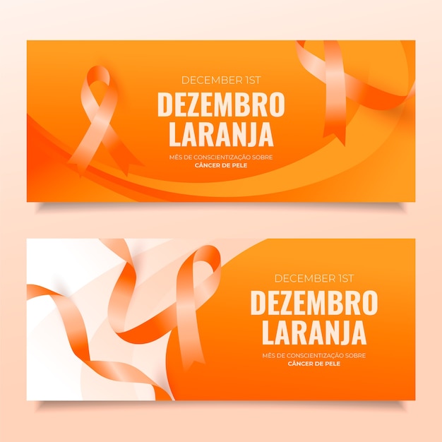 Vector gratuito conjunto de banners horizontales de dezembro laranja realista