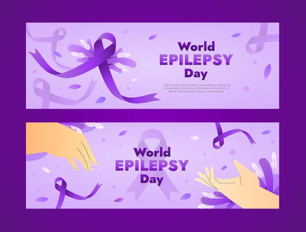 Conjunto de banners horizontales del día de la epilepsia de gradiente