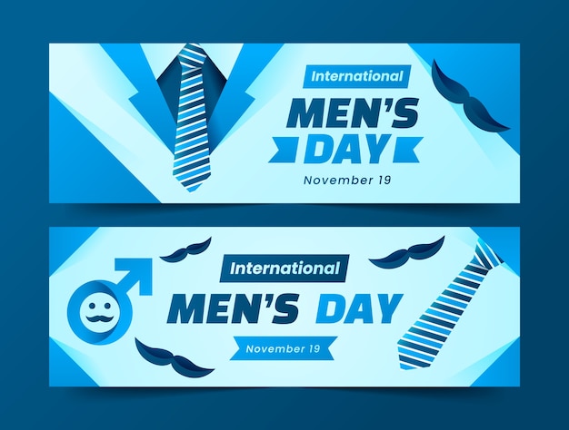 Vector gratuito conjunto de banners horizontales del día internacional del hombre degradado