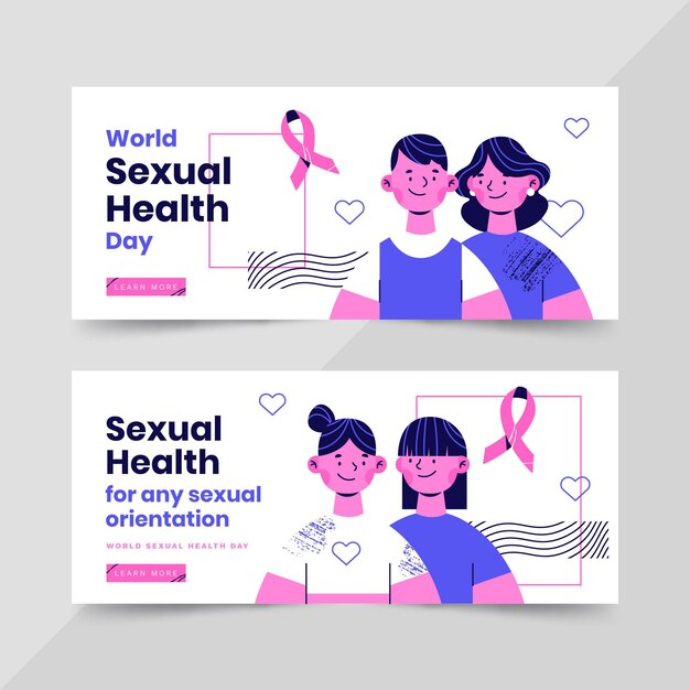 Conjunto de banners horizontales del día mundial de la salud sexual.