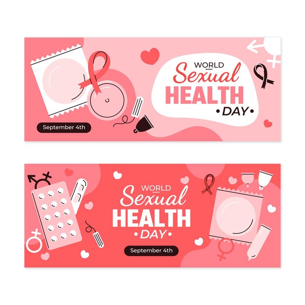 Conjunto de banners horizontales del día mundial de la salud sexual.