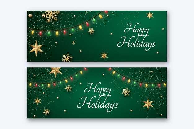Conjunto de banners horizontales de felices fiestas realistas