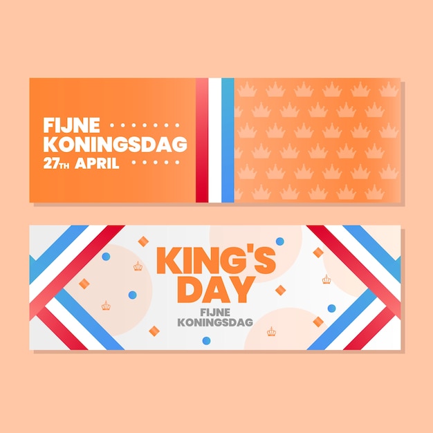 Conjunto de banners horizontales de gradiente koningsdag