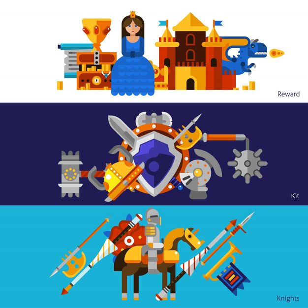 Conjunto de Banners horizontales Knight