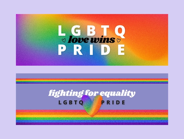 Vector gratuito conjunto de banners horizontales lgbt del mes del orgullo degradado