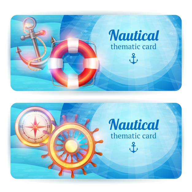 Conjunto de banners horizontales marinas