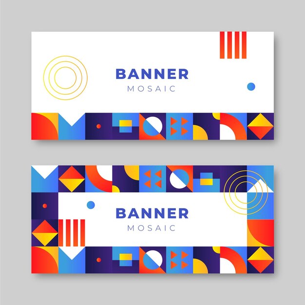 Conjunto de banners horizontales de mosaico degradado