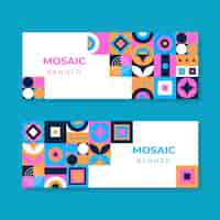 Vector gratuito conjunto de banners horizontales de mosaico plano.