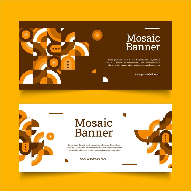 Vector gratuito conjunto de banners horizontales de mosaico plano.