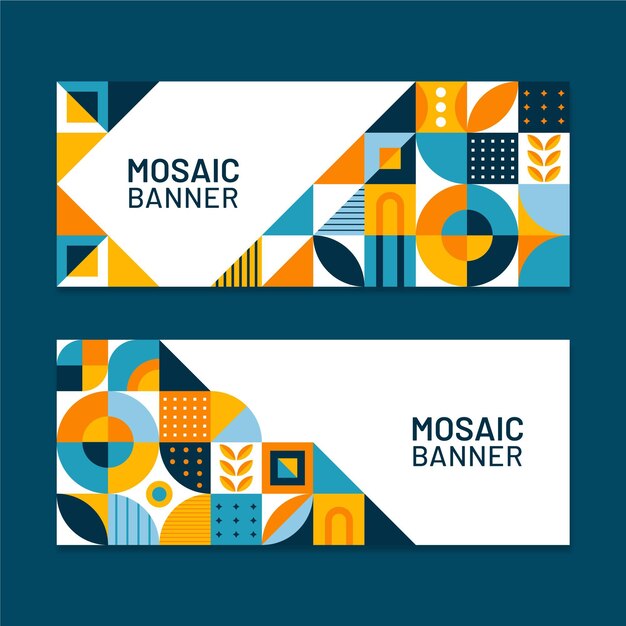 Conjunto de banners horizontales de mosaico plano.