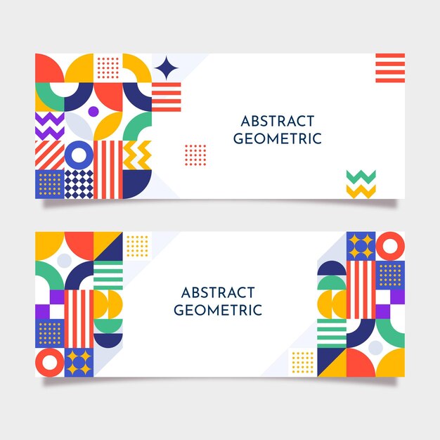 Conjunto de banners horizontales de mosaico plano.