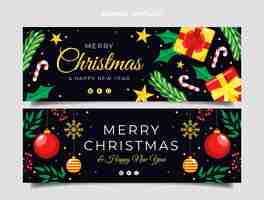 Vector gratuito conjunto de banners horizontales navideños planos