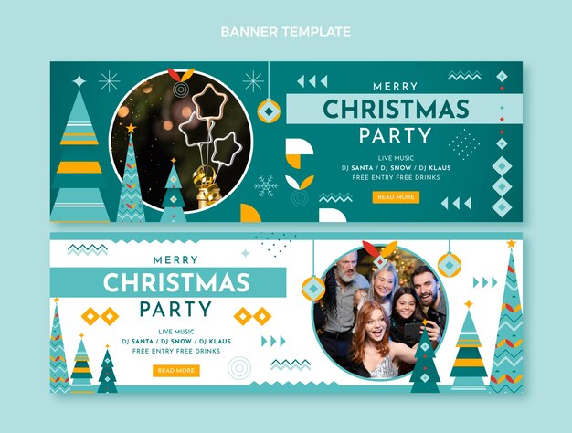 Conjunto de banners horizontales navideños planos