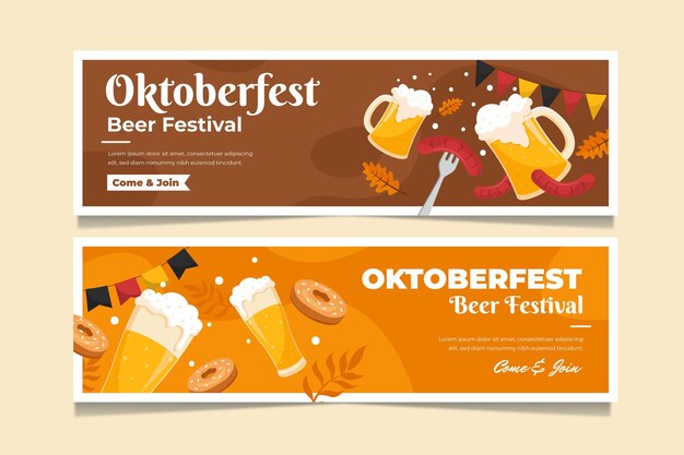 Conjunto de banners horizontales de oktoberfest