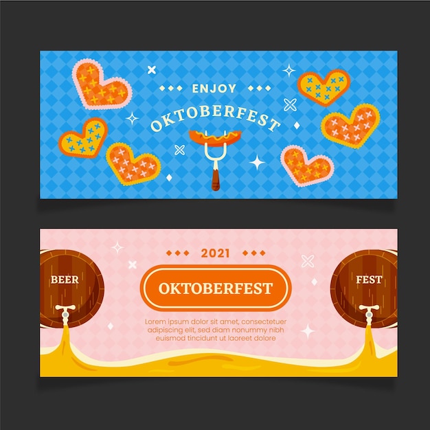 Vector gratuito conjunto de banners horizontales de oktoberfest