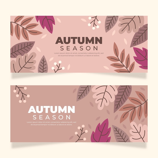 Conjunto de banners horizontales de otoño