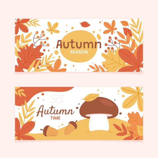 Conjunto de banners horizontales de otoño