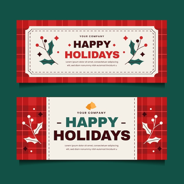 Vector gratuito conjunto de banners horizontales planas felices fiestas