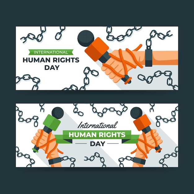 Vector gratuito conjunto de banners horizontales planos del día internacional de los derechos humanos