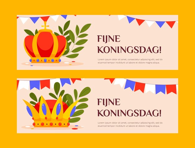 Conjunto de banners horizontales planos koningsdag