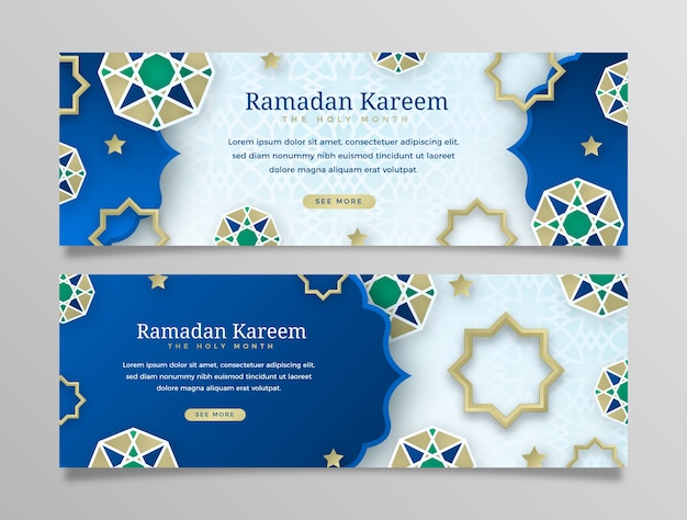 Conjunto de banners horizontales de ramadán realista