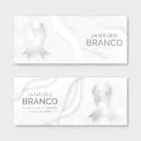 Vector gratuito conjunto de banners horizontales realistas janeiro branco.