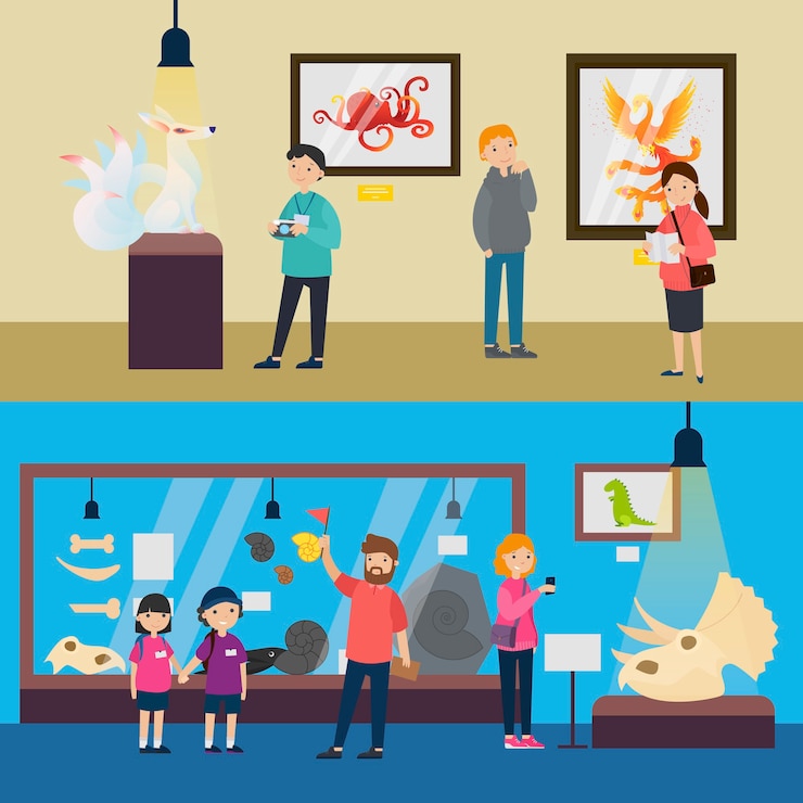 Vector gratuito conjunto de banners horizontales de recreación cultural,