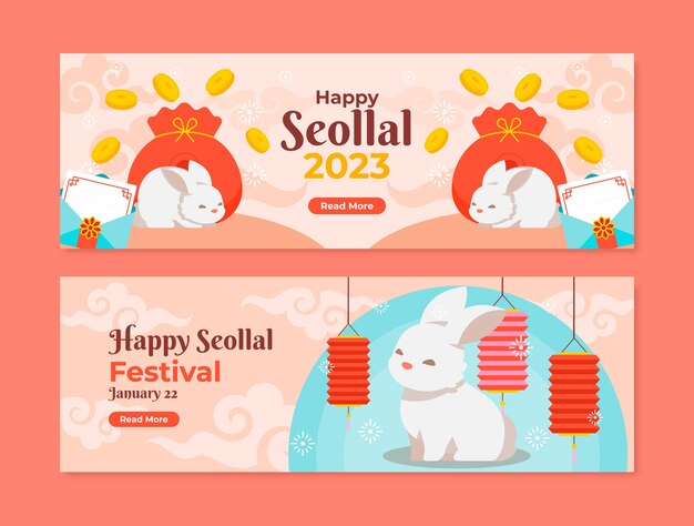 Conjunto de banners horizontales de seollal plano