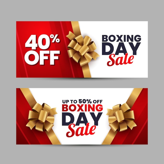 Vector gratuito conjunto de banners horizontales de venta de día de boxeo degradado