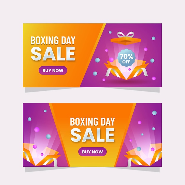 Vector gratuito conjunto de banners horizontales de venta de día de boxeo degradado