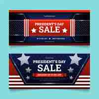 Vector gratuito conjunto de banners horizontales de venta de día de presidentes degradados